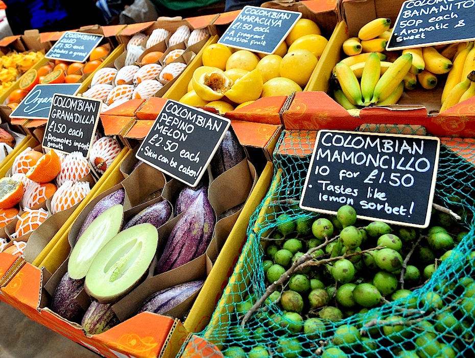 Fruit and veg market stalls