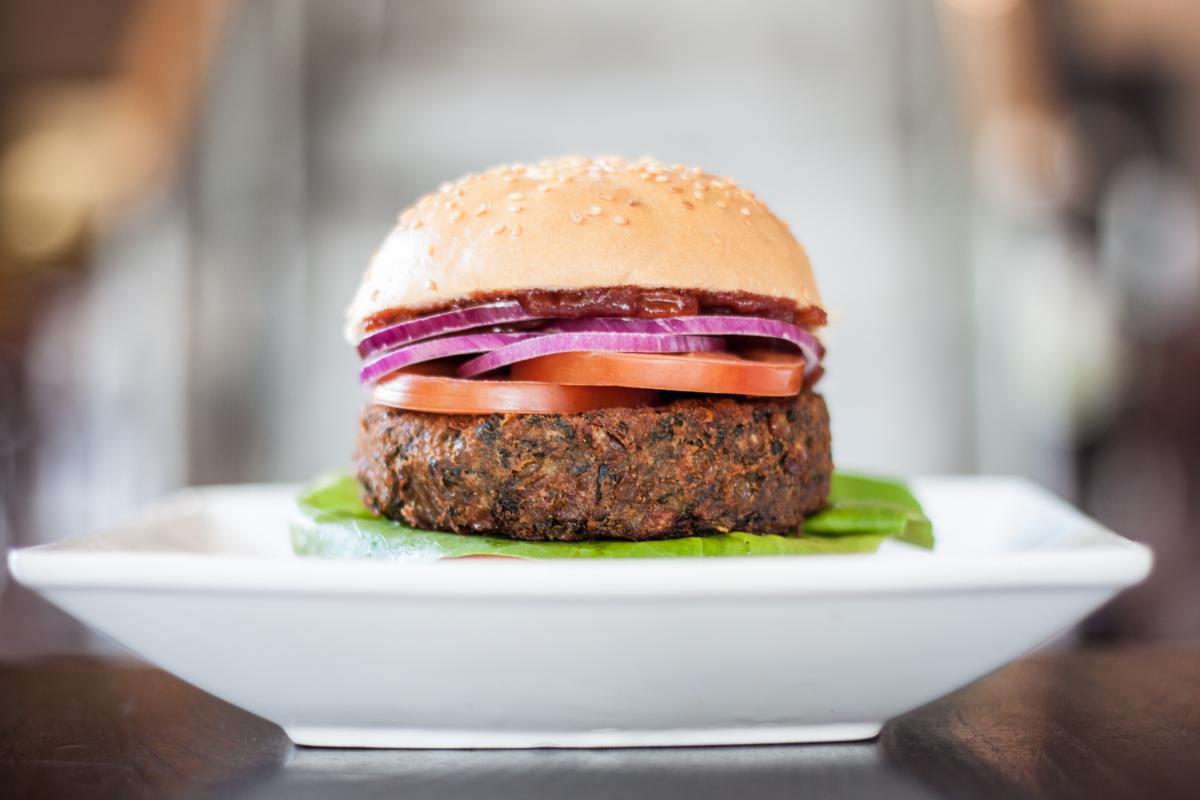 veggie burger - dining out as a vegan
