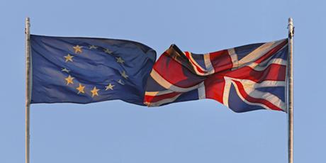 EU and British flag