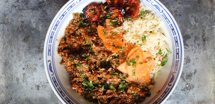 African mushroom mince curry photograph
