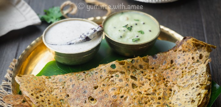 Millet dosa served on a plate