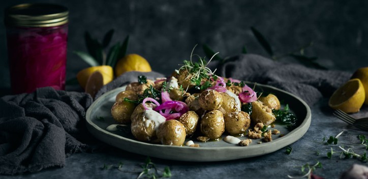 Potato kale and onion salad