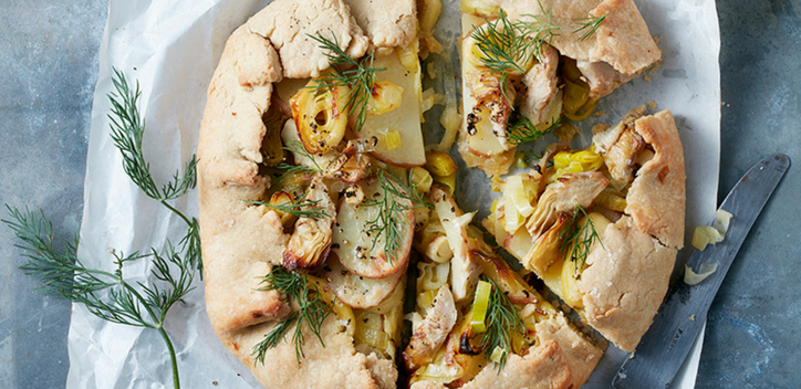 Rustic leek, potato and artichoke galette | The Vegan Society