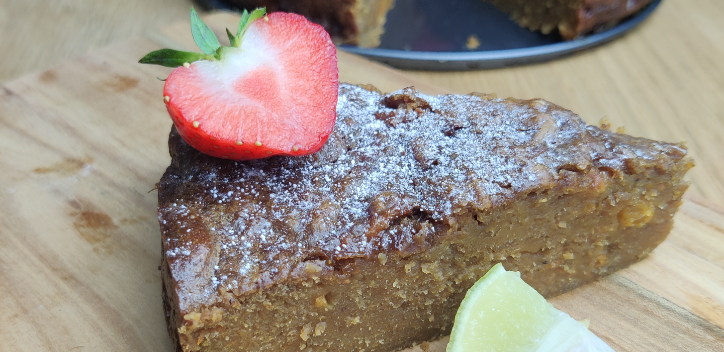 Slice of sweet potato pudding cake