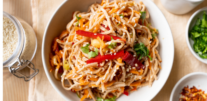 thai noodle salad on a plate