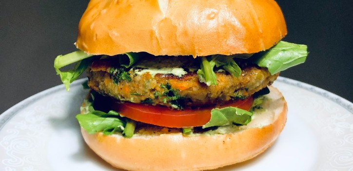 bean burger on a plate