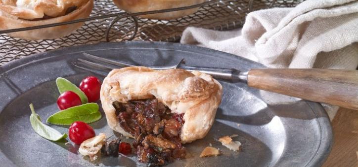 Festive vegan mince pie on a plate