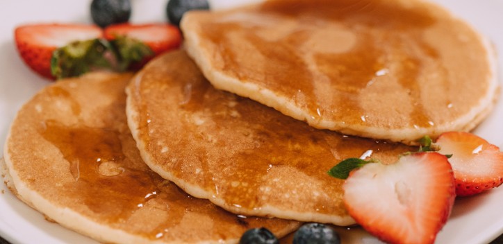 stack of pancakes with berries