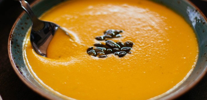 A bowl of butternut squash soup.  Photo by Valeria Boltneva from Pexels