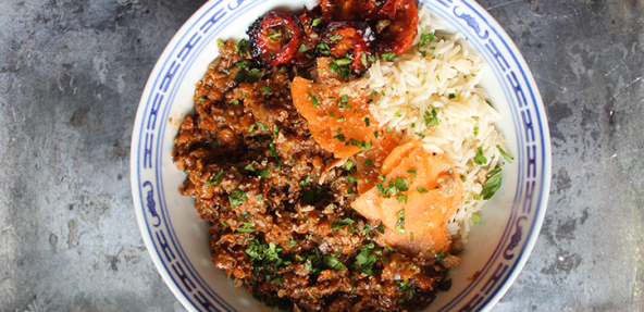 African mushroom mince curry photograph