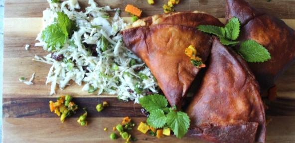 Pigeon pea samosas on a plate