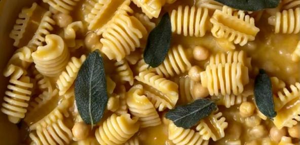 Butternut squash and sage pasta close up