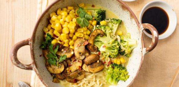 curried coconut ramen on a plate