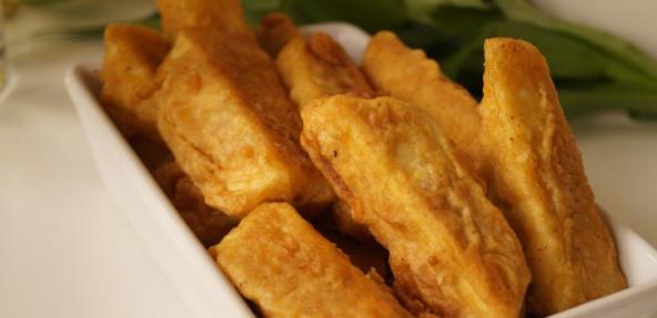 Fried Yam Wedges in a bowl