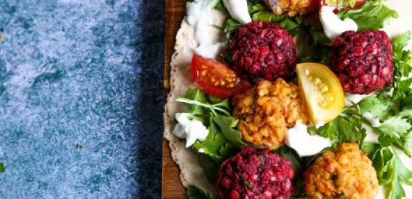 Beetroot & pumpkin lentil rainbow falafel