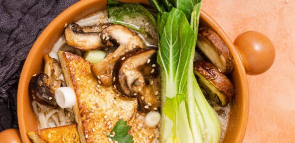 photograph of Miso, Tahini and Tofu Ramen in a bowl