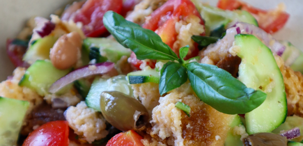 Panzanella salad close up