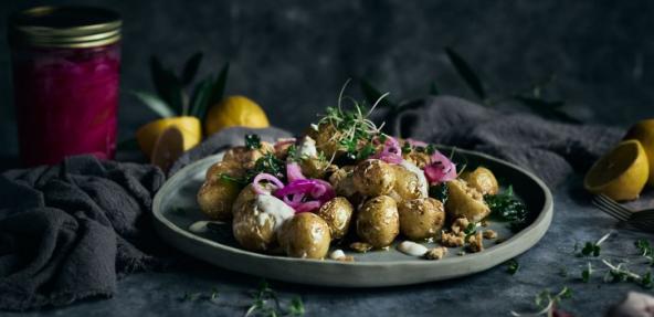 Potato kale and onion salad