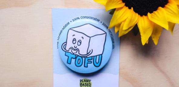 Tofu badge and sunflower