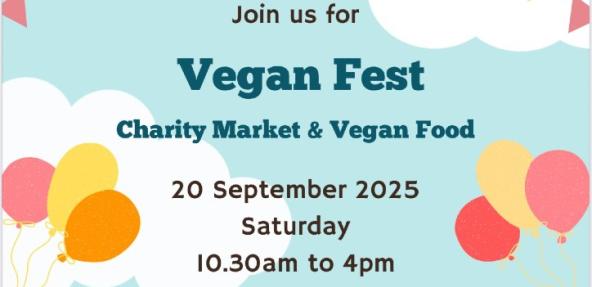 Vegan fest graphic – charity market and vegan food