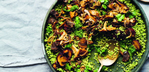 Wild Mushrooms, Millet and Green Harissa