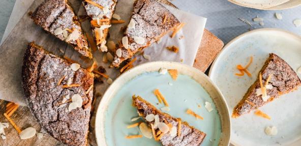 cake with orange zest and almonds