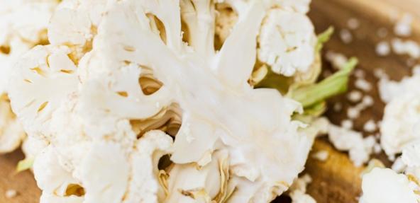 cauliflower on a chopping board