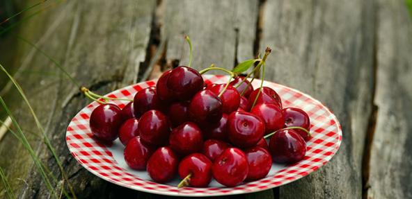 image of cherries on a plate