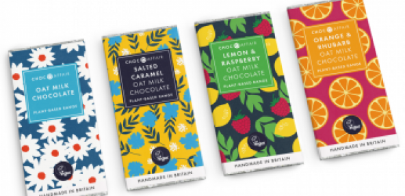 Four bars of Choc Affair oat milk chocolate bars