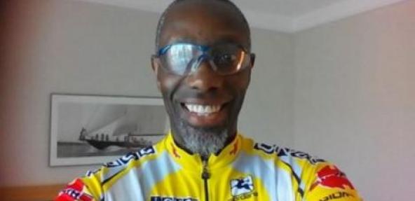Andy Salmon selfie in yellow cycling gear