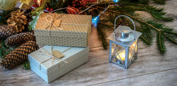 Festive gifts with a lantern.