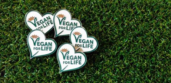 Five Life Members heart shaped badges on grass background