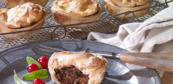 The Vegan Society mince pies on a plate and baking tray