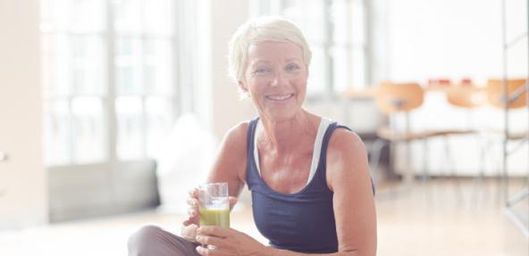 Person drinking a smoothie