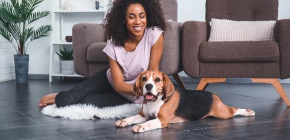 Woman with beagle