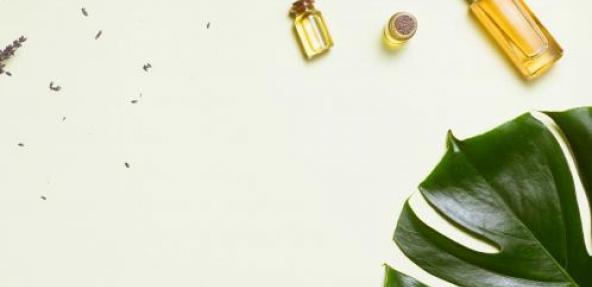 Leaf with beauty products