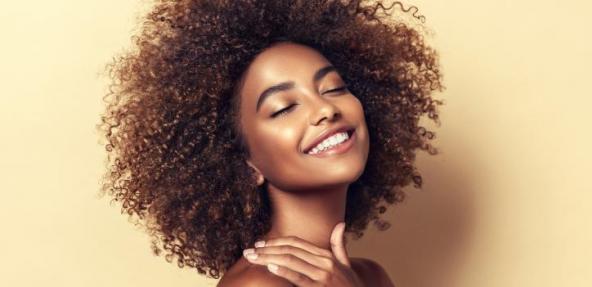 Woman with curly hair