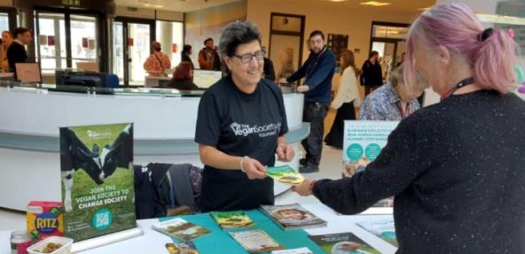 Evie, Community Network volunteer, handing out leaflets at events