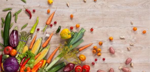 Vegetables spread across a table