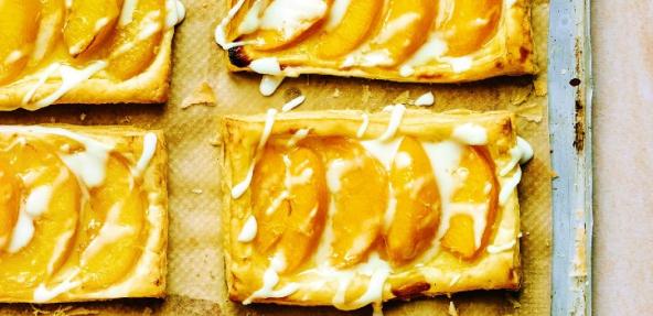 photograph of fruit tartlet on a baking tray