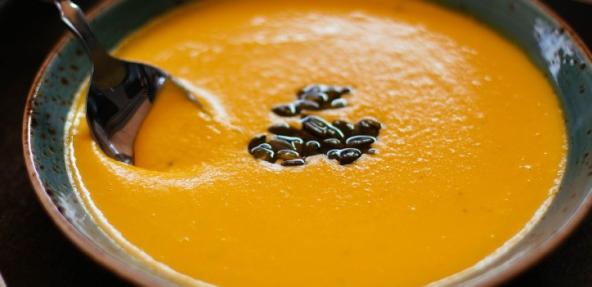 A bowl of butternut squash soup. Photo by Valeria Boltneva from Pexels