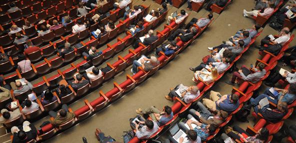 Lecture theatre full of people