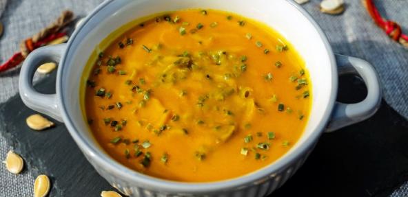 soup in a ceramic bowl