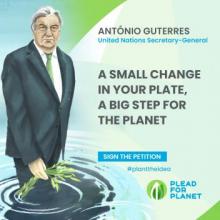 Plead for Planet animation featuring António Guterres