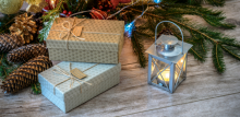 Festive gifts with a lantern.