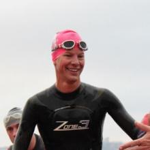 World-champion and vegan Kate Strong swimming