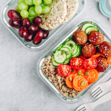 meal prepped vegetable lunch in tupperware