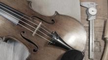 Vegan Violin lying on wooden table