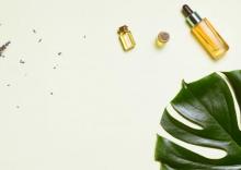 Leaf with beauty products 