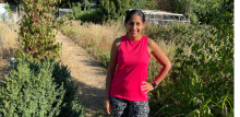 person standing in an allotment